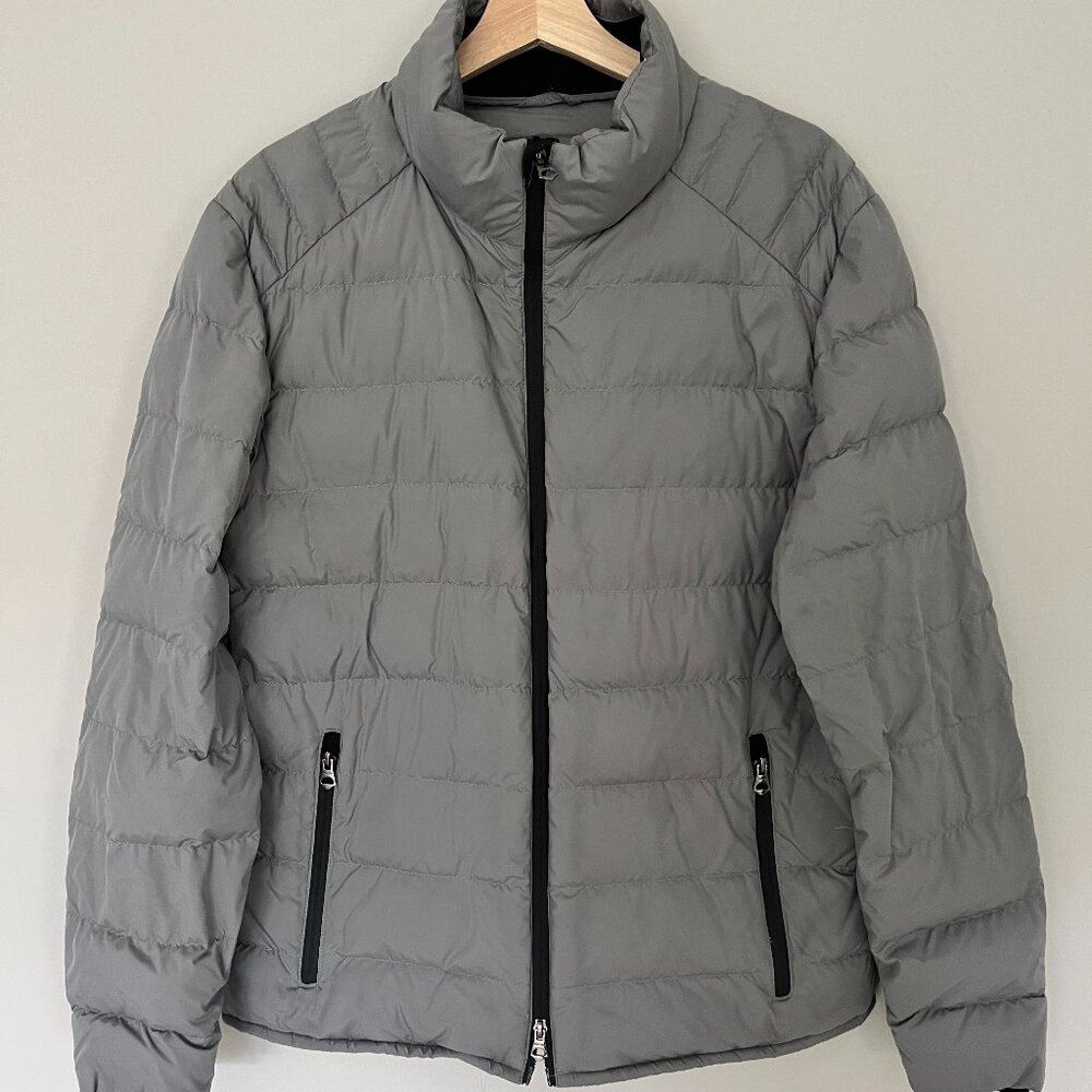 Zara Man puffer full-zip coat grey with black detail large